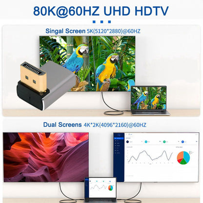 Up Angled DisplayPort 1.4 Male to DP Female 8K 60hz Adapter Ultra-HD UHD 4K 144hz 90 Degree for Video PC Laptop Monitor