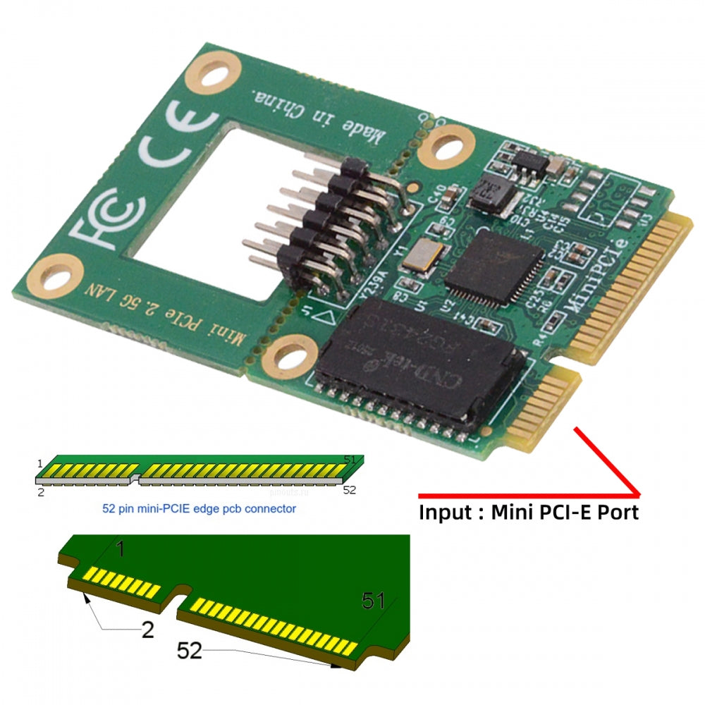 2500Mbps 2.5Gbps to Mini PCI-E PCI Express GBE Gigabit 1000Mbps Ethernet Network LAN Cable Adapter for Desktop Motherboard