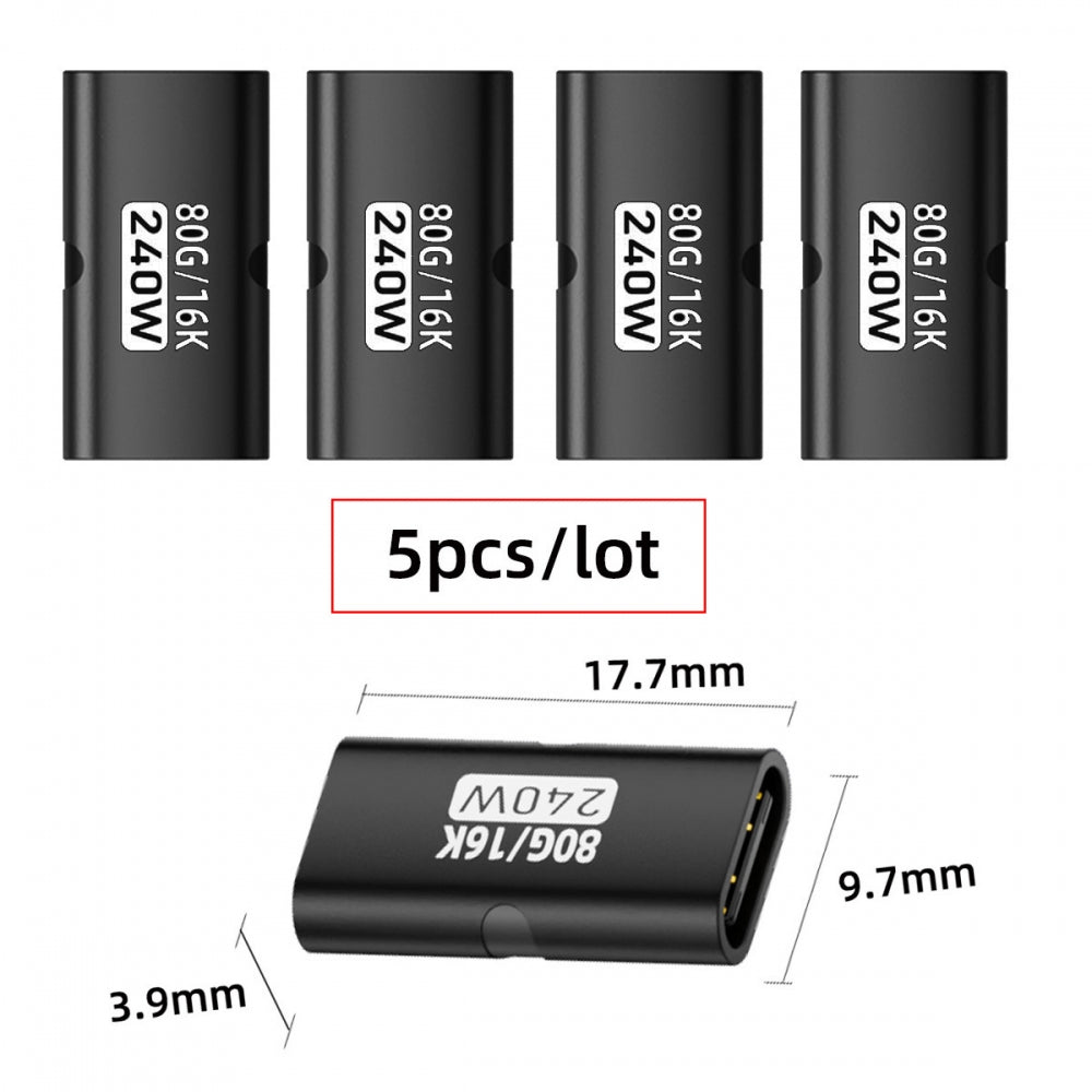 5pcs/lot USB5.0 80Gbps Female to Female Extension Adapter with 240W 16K 8K 5K Compatible with USB4.0 Thunderbolt3/4/5