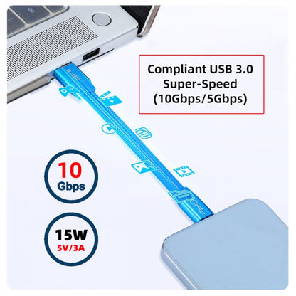 Ultra Flat Slim USB 3.0 Type-A Male to USB-C Type-C Male Cable Data Blue 10Gbps for Laptop Computer Disk SSD Camera
