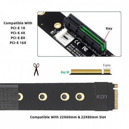 M.2 NGFF NVMe M-Key to PCI-E X1 X4 X8 X16 Cable Graphics Card Extension Adapter PCI-Express for M2 2260 2280