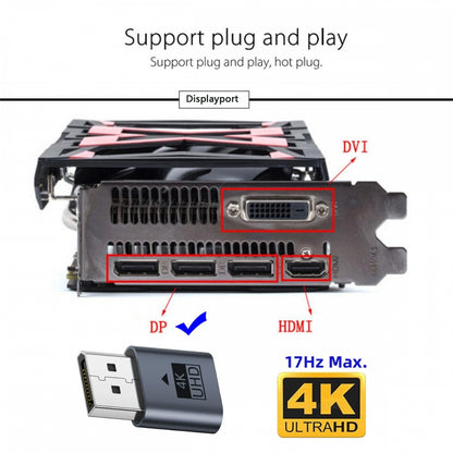 CY DP Virtual Display Adapter Displayport Dummy Plug Headless Ghost Emulator 4K@17hz with LED Light Blue