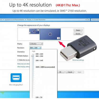 CY Mini-DP Virtual Display Adapter Mini Displayport Dummy Plug Headless Ghost Emulator 4K@17hz with LED Light Blue