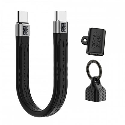 USB5.0 80Gbps Flat Slim FPC Cable 240W 16K@30hz 8K 60Hz 5K & Female Extender Lanyard Strap Chain Compatible with 40Gbps USB4.0 Thunderbolt3/4/5