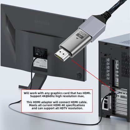 Silver CY Virtual Display Adapter 4K HDMI 1.4 Male to Female Extension DDC EDID Dummy Plug Headless Ghost Display Emulator HDTV 4K@60Hz