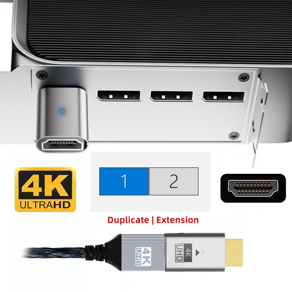 Silver CY Virtual Display Adapter 4K HDMI 1.4 Male to Female Extension DDC EDID Dummy Plug Headless Ghost Display Emulator HDTV 4K@60Hz