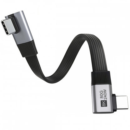 20cm USB5.0 80Gbps Flat Slim FPC Male to Male Extension Cable Low Profile to Right Angled 90 Degree 240W 16K 8K 60Hz 5K Compatible with 40Gbps USB4.0 Thunderbolt3/4/5