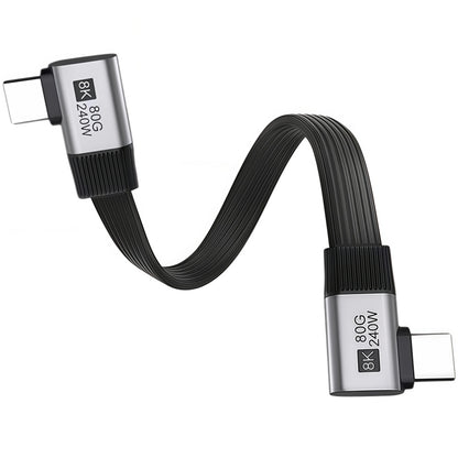 20cm USB5.0 80Gbps Flat Slim FPC Male to Male Extension Cable Dual Right Angled 90 Degree 240W 16K 8K 60Hz 5K Compatible with 40Gbps USB4.0 Thunderbolt3/4/5