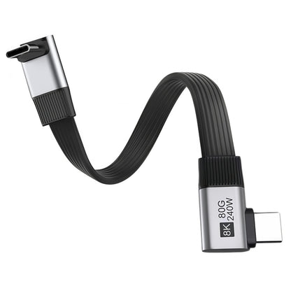 20cm USB5.0 80Gbps Flat Slim FPC Male to Male Extension Cable Up Angled to Right Angled 90 Degree 240W 16K 8K 60Hz 5K Compatible with 40Gbps USB4.0 Thunderbolt3/4/5