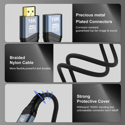 16K 8K UHD HDMI 2.2 Version Type-A Male to HDMI Female Extension HDTV Cable for HDTV Desktop Laptop Monitor