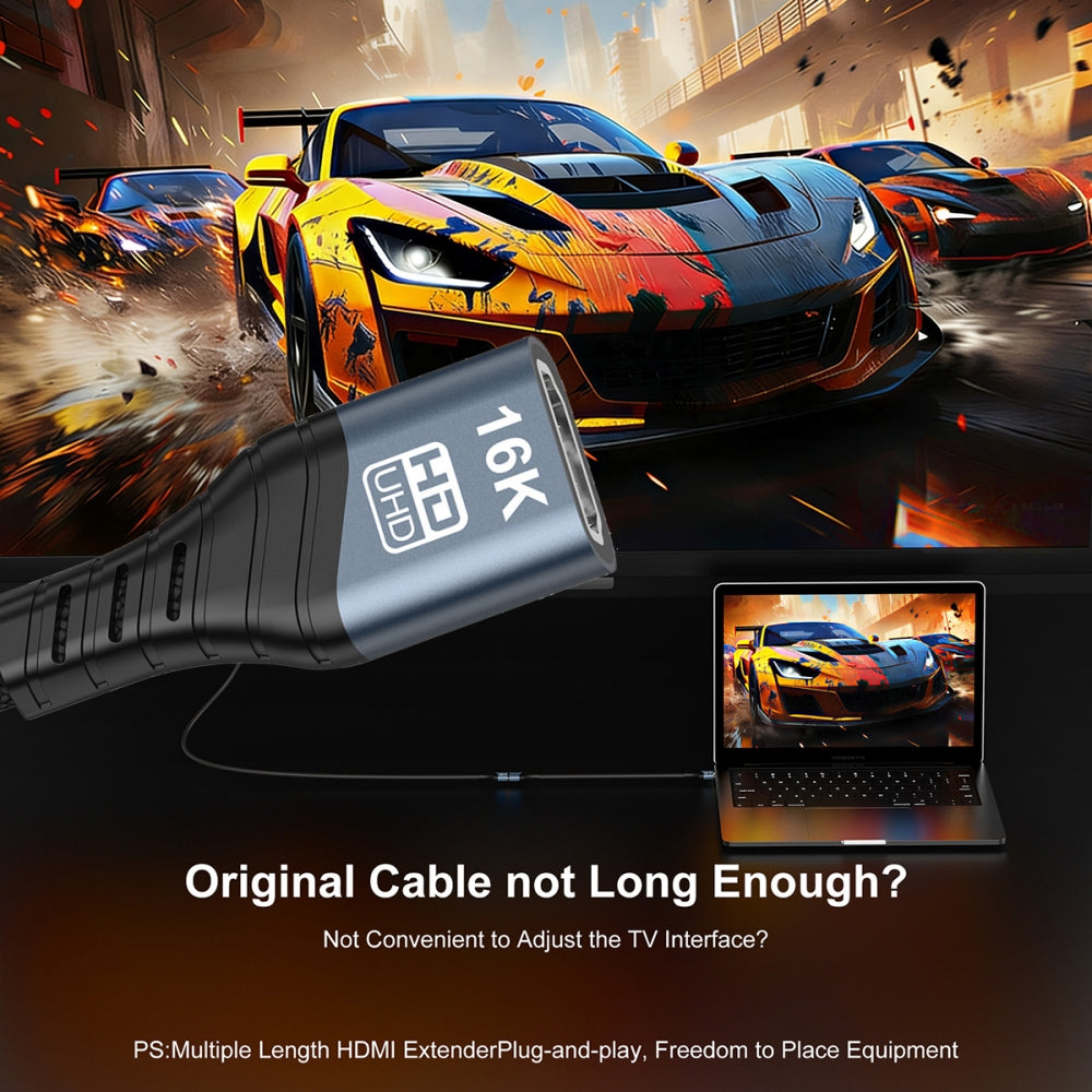 16K 8K UHD HDMI 2.2 Version Type-A Male to HDMI Female Extension HDTV Cable for HDTV Desktop Laptop Monitor