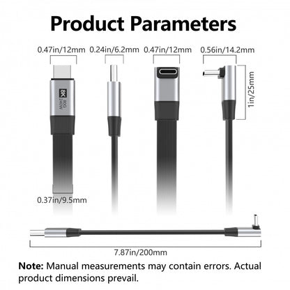 20cm USB5.0 80Gbps Flat Slim FPC Male to Male Extension Cable Up Angled 90 Degree 240W 16K 8K 60Hz 5K Compatible with 40Gbps USB4.0 Thunderbolt3/4/5