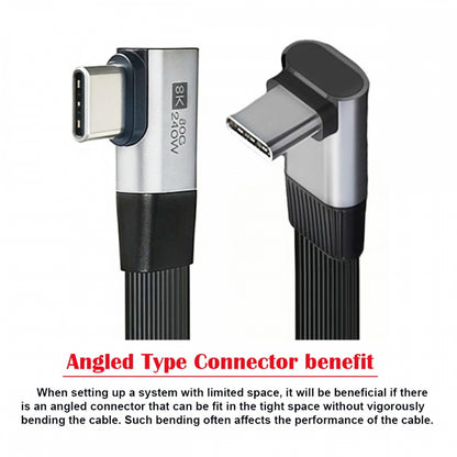 20cm USB5.0 80Gbps Flat Slim FPC Male to Male Extension Cable Up Angled to Right Angled 90 Degree 240W 16K 8K 60Hz 5K Compatible with 40Gbps USB4.0 Thunderbolt3/4/5