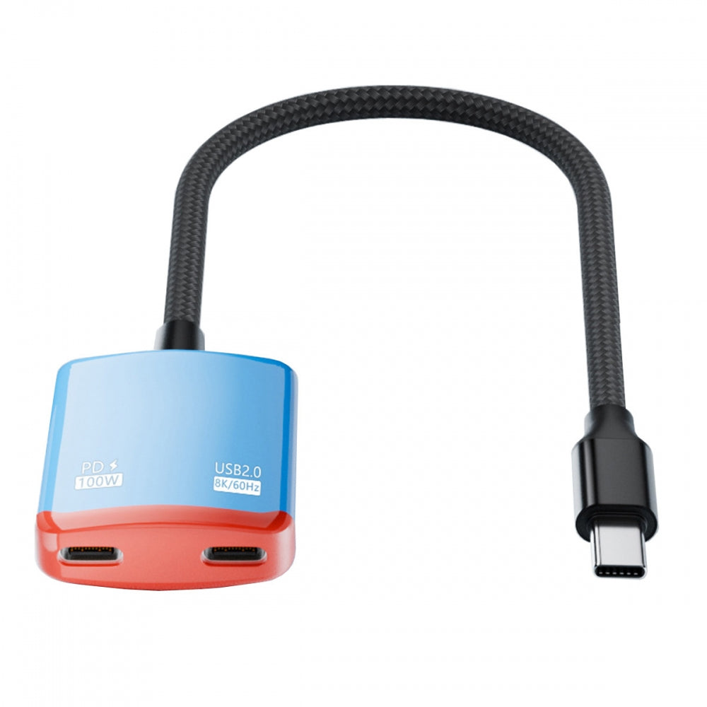 USB-C Type-C 1-to-2 VR AR Glass OTG 8K Video USB-C Female 100W PD Power Cable for NS Handheld Console Laptop Tablet Phone