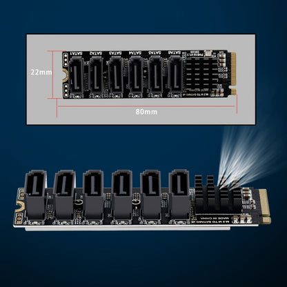 NGFF NVME M-Key PCI Express to SATA 3.0 6Gbps 6 Ports Adapter Converter Hard Drive Extension Card 2280