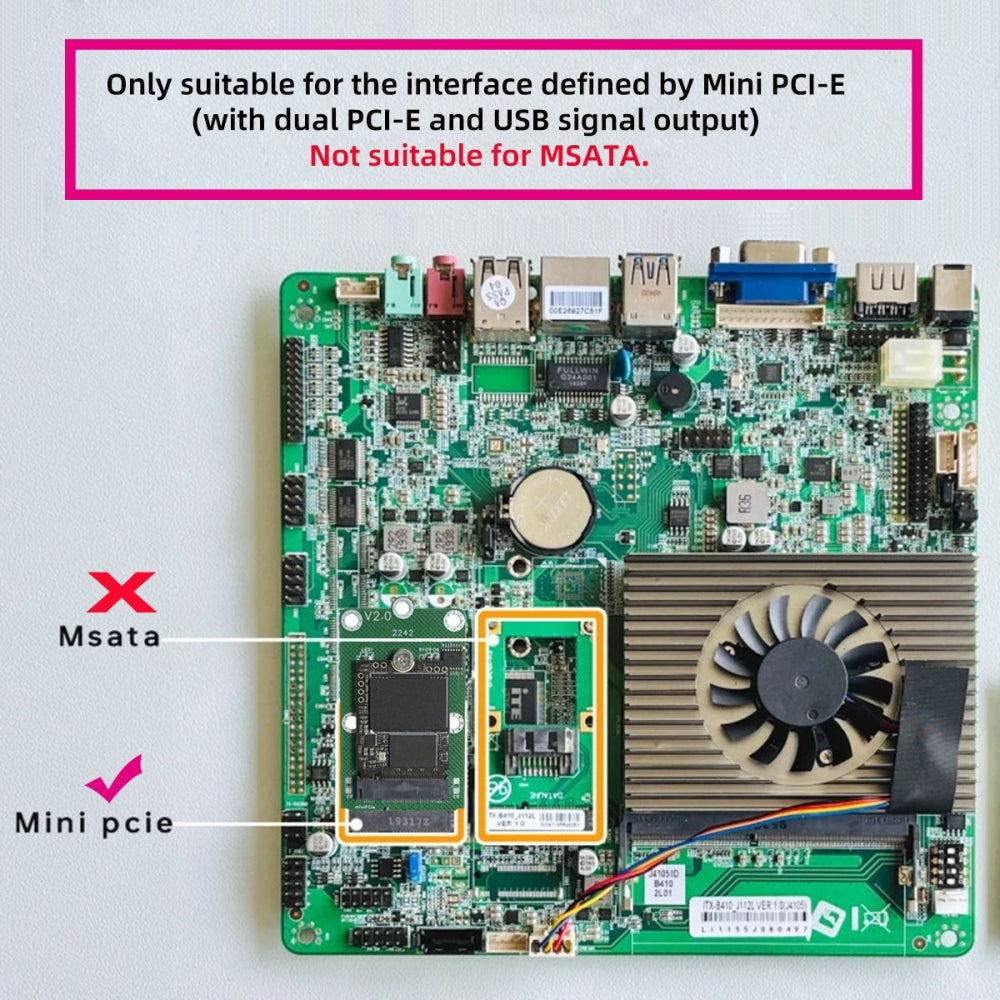 Mini PCI-E Riser Card to NVME M.2 NGFF Key-M NVME SSD Adapter Compatible with NAS Industrial Control Motherboard