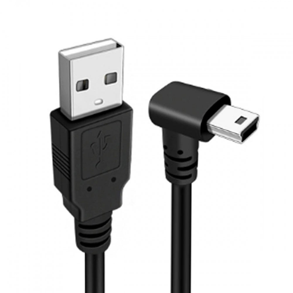 Mini USB2.0 Type-B 5Pin Male Down Angled 90 Degree Connector to USB 2.0 Type-A Male Power Data Cable for Camera GPS MP3 MP4 (150cm)