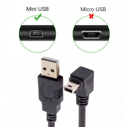 Mini USB2.0 Type-B 5Pin Male Down Angled 90 Degree Connector to USB 2.0 Type-A Male Power Data Cable for Camera GPS MP3 MP4 (50cm)