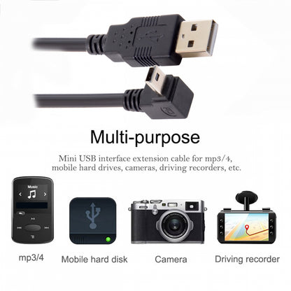 Mini USB2.0 Type-B 5Pin Male Down Angled 90 Degree Connector to USB 2.0 Type-A Male Power Data Cable for Camera GPS MP3 MP4 (50cm)