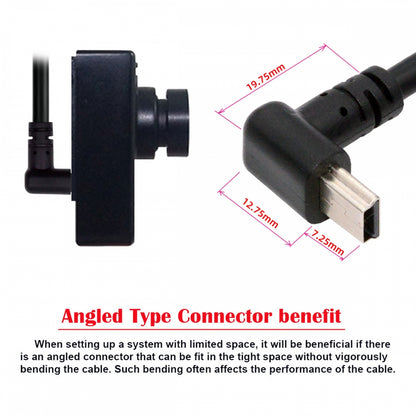 Mini USB2.0 Type-B 5Pin Male Up Angled 90 Degree Connector to USB 2.0 Type-A Male Power Data Cable for Camera GPS MP3 MP4 (150cm)