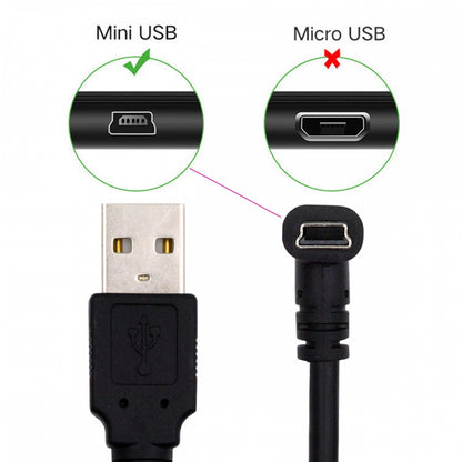 Mini USB2.0 Type-B 5Pin Male Up Angled 90 Degree Connector to USB 2.0 Type-A Male Power Data Cable for Camera GPS MP3 MP4 (150cm)