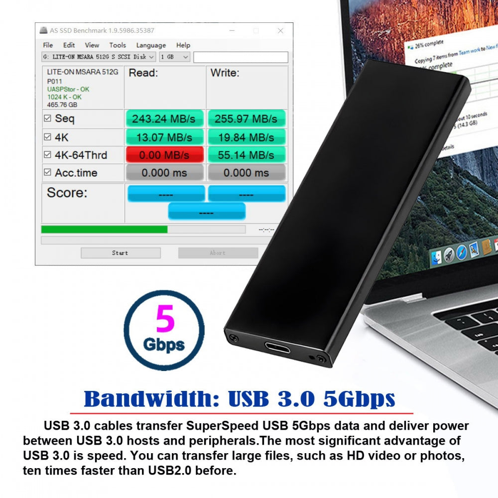 USB3.0 Type-C 5Gbps to 12+6Pin Mobile Box USB-C Enclosure for MAC Air Pro 2010 2011 SSD Portable Case