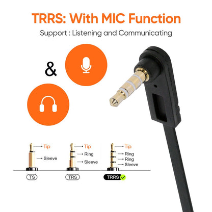 Ultra Slim Flat AUX 3.5mm 4 Poles Audio Stereo Male to Female Extension Speaker Cable 90 Degree Right Angled 15cm