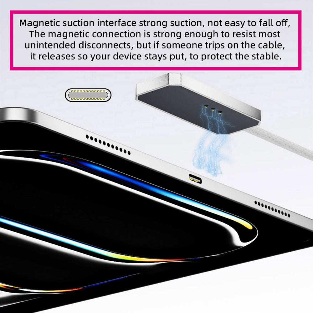 USB-C to Magnetic Charge Cable Compatible with iPad Air 10.9" & 11" (M2 M3 2020-2025) Pro 11" (2018-2022) 18W Fast Charging Smart Connector Alloy Charging 2-Meters