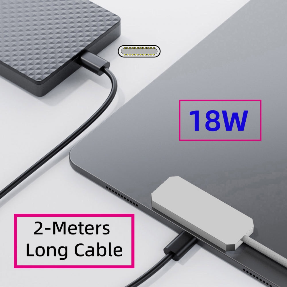 USB-C to Magnetic Charge Cable Compatible with iPad Air 10.9" & 11" (M2 M3 2020-2025) Pro 11" (2018-2022) 18W Fast Charging Smart Connector Alloy Charging 2-Meters