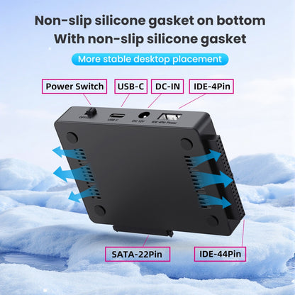 USB 3.0 USB-C Type-C to NVME M-key M.2 NGFF & SATA 2.5 3.5 Inch & IDE 40Pin SSD Docking Vertical External PCBA Case Enclosure