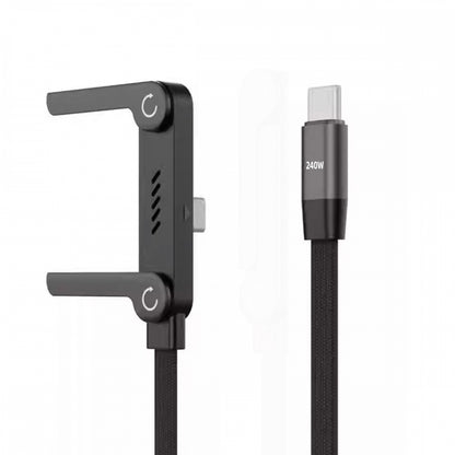240W Type-C Fast Charging Cable with Built-in Phone Stand Dual Holder Durable Charger Bracket USB-C Male to Male Foldable