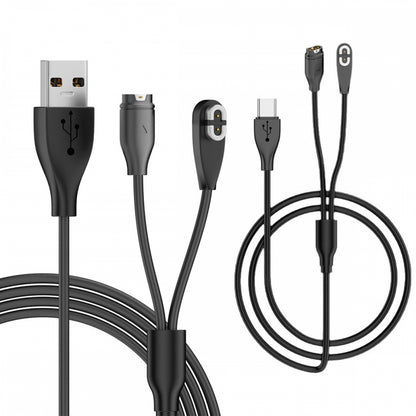 2pcs/lot USB Type-C & Type-A to 2Pin 4Pin Magnetic Smart Watch Earphone Charging Cable Combo Compatible with Garmin Shokz