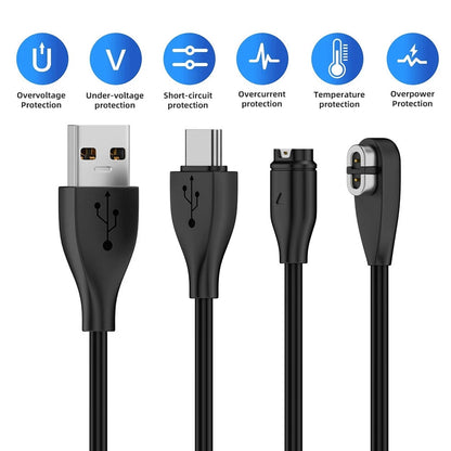 2pcs/lot USB Type-C & Type-A to 2Pin 4Pin Magnetic Smart Watch Earphone Charging Cable Combo Compatible with Garmin Shokz