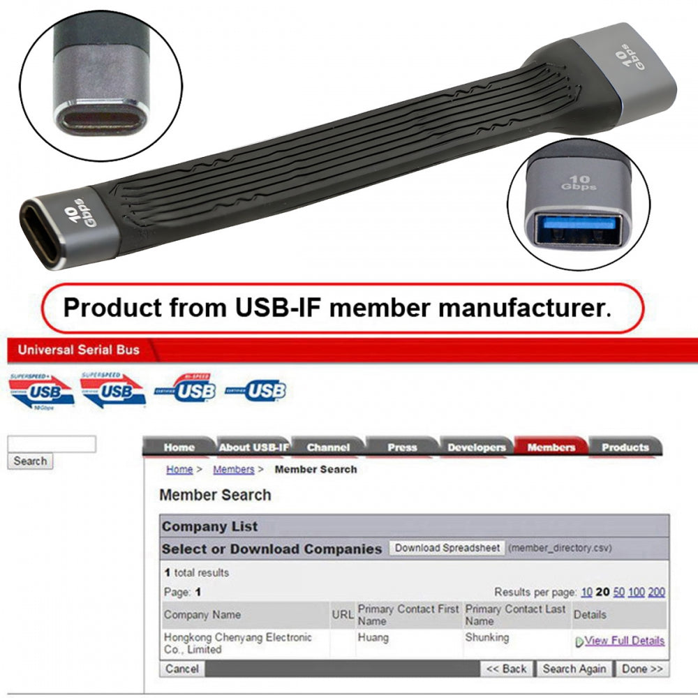 10Gbps USB 3.1 Type C Female to USB3.0 OTG Type A Female Flat Slim FPC Data Cable 13cm for Laptop Phone