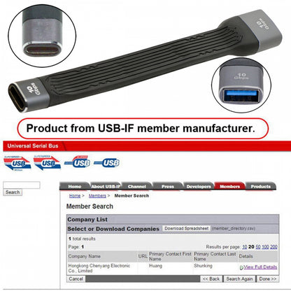 10Gbps USB 3.1 Type C Female to USB3.0 OTG Type A Female Flat Slim FPC Data Cable 13cm for Laptop Phone