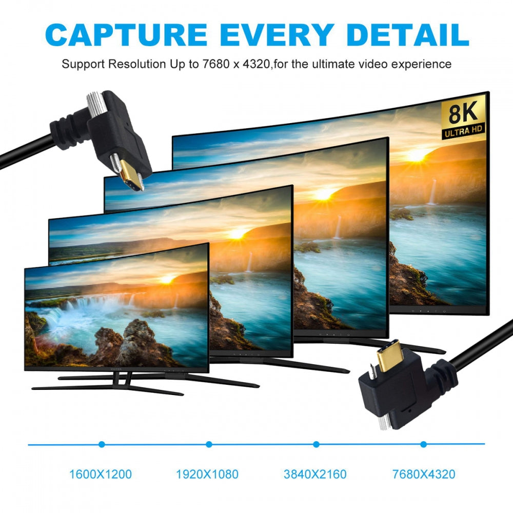 USB 3.1 Type-C Male Single Screw Angled to Dual Thumbscrew Locking USB-C Up Down Angled 90 Degree 10Gbps Data Cable Panel Mount Type