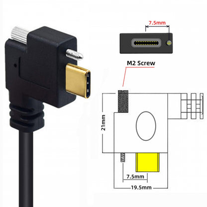 USB 3.1 Type-C Male Single Screw Angled to Dual Thumbscrew Locking USB-C Up Down Angled 90 Degree 10Gbps Data Cable Panel Mount Type