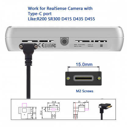 USB 3.1 Type-C Male Single Screw Angled to Dual Thumbscrew Locking USB-C Up Down Angled 90 Degree 10Gbps Data Cable Panel Mount Type