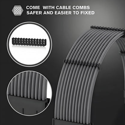 ATX3.0 24Pin Male to ATX 24pin Female Extension Power Cable Cord 30cm with Sleeve for Mainboard Motherboard Desktops PC Supply