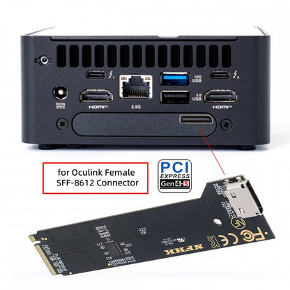 2280 PCI-E5.0 4.0 M.2 M-key NVME to Oculink SFF-8612 SFF-8611 & SSD Host Adapter with for NUC15 Pro Mini PC Computer Tall Type NUC15CRH