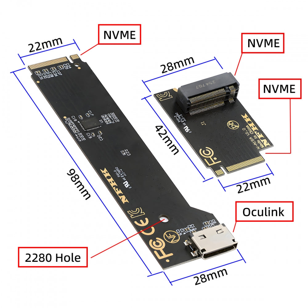 2280 PCI-E5.0 4.0 M.2 M-key NVME to Oculink SFF-8612 SFF-8611 & SSD Host Adapter with for NUC15 Pro Mini PC Computer Tall Type NUC15CRH