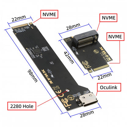 2280 PCI-E5.0 4.0 M.2 M-key NVME to Oculink SFF-8612 SFF-8611 & SSD Host Adapter with for NUC15 Pro Mini PC Computer Tall Type NUC15CRH