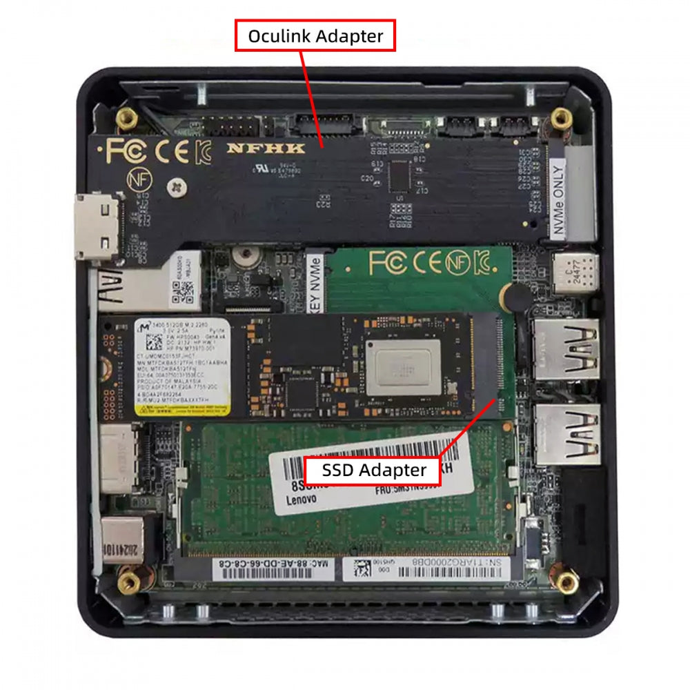 2280 PCI-E 5.0 4.0 M.2 M-key NVME to Oculink SFF-8612 SFF-8611 & SSD Host Adapter with for NUC15 Pro Mini PC Computer Slim Type NUC15CRK