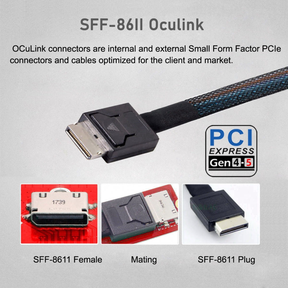 2280 PCI-E 5.0 4.0 M.2 M-key NVME to Oculink SFF-8612 SFF-8611 & SSD Host Adapter with for NUC15 Pro Mini PC Computer Slim Type NUC15CRK