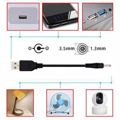 DC 3.5x1.35mm Plug to USB Type-A Power Charge Cable 100cm for DC 5V Desk Lamp Fan Camera
