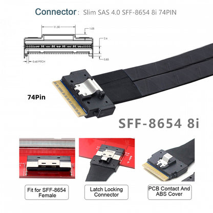 Dual Slimline 8X SFF-8654 74Pin VROC to PCIE PCI-Express 16x Adapter with ATX 24Pin Power Switch Port for Mainboard Graphics Card