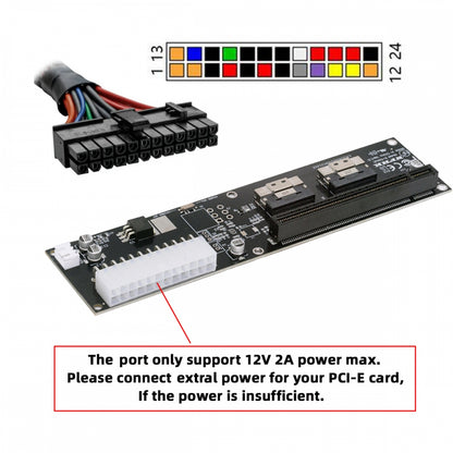 Dual Slimline 8X SFF-8654 74Pin VROC to PCIE PCI-Express 16x Adapter with ATX 24Pin Power Switch Port for Mainboard Graphics Card