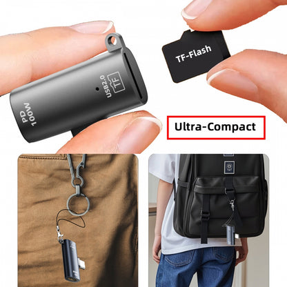 USB-C Type-C Host to 480Mbps TF Micro-SD T-Flash Card Reader OTG & 100W PD Power Adapter for Laptop Tablet Phone