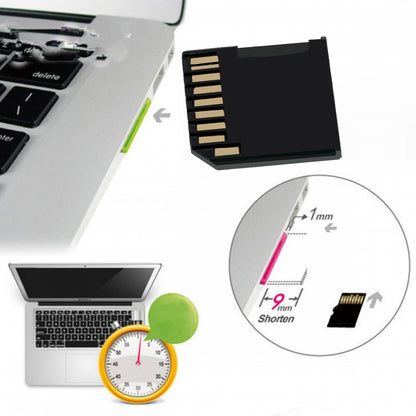 Black Micro SD TF T-Flash Memory Card to SD Card Socket Adapter Low Profile Short Body for Extra Storage Mac Laptop