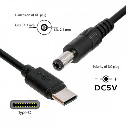 Type C USB-C Input with 5.1K Resistor to 5V DC 5.5*2.1mm Output Power Charge Cable 100cm for DC5V Desk Lamp Fan Camera